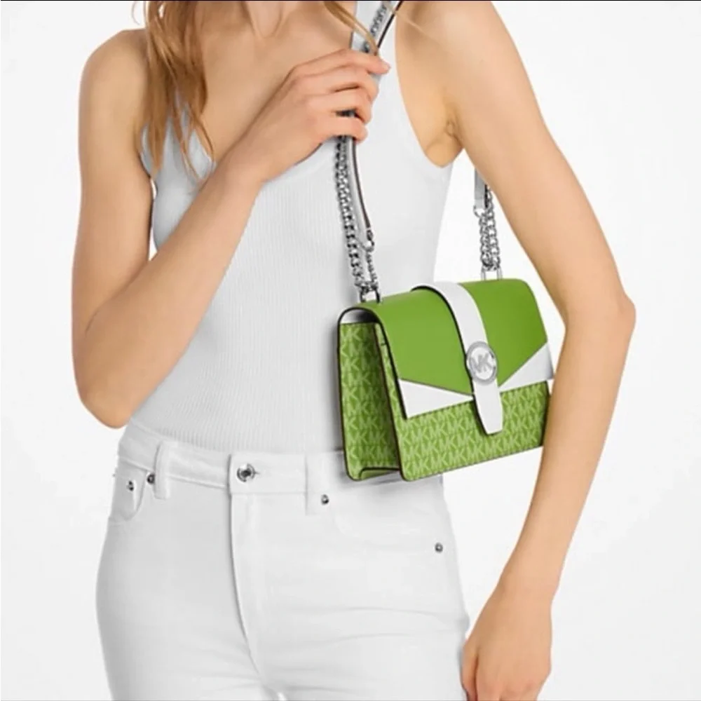 Michael Kors Greenwich Small Color-Block Signature Logo Flap Crossbody XBODY Bag